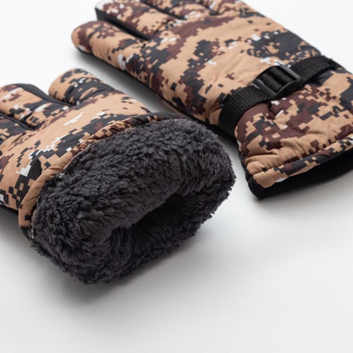 Перчатки зимние мужские MINAKU "Хаки", цв.бежевый, р-р 9 (27 см) - фото 1896876711