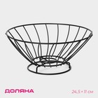 Фруктовница Доляна, 24.5×24.5×11 см, чёрная - Фото 1