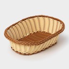 Корзинка для фруктов и хлеба Доляна «Молочный шоколад», 27×19 см, пластик, плетёная, молочная - Фото 3