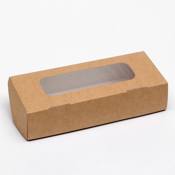 Контейнер на вынос, с окном, крафт, 17×7×4 см - Фото 1