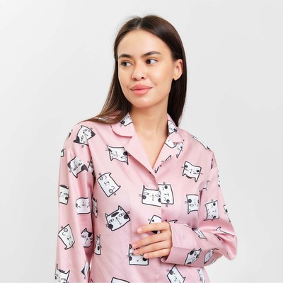 Пижама женская (рубашка, брюки) KAFTAN «Котики», размер 48-50