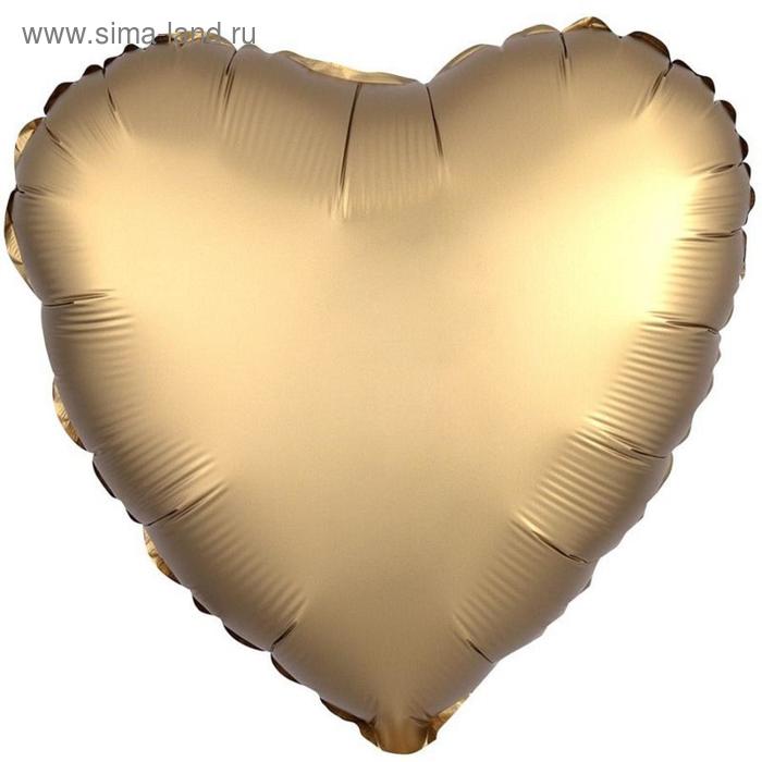 Шар фольгированный 18" «Сердце», сатин люкс, цвет золотой - Фото 1
