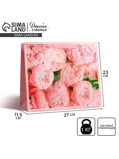 Пакет подарочный ламинированный, упаковка, For you, ML 27 х 23 х 11.5 см