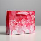 Пакет подарочный ламинированный горизонтальный, упаковка, «Congratulations!», S 15 х 12 х 5.5 см - фото 318393785