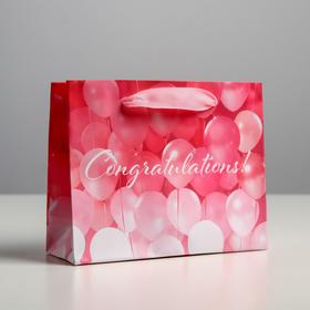 Пакет подарочный ламинированный горизонтальный, упаковка, «Congratulations!», S 15 х 12 х 5.5 см