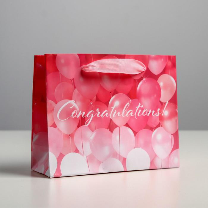 Пакет ламинированный горизонтальный «Congratulations!», S 15 × 12 × 5.5 см