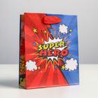 Пакет подарочный крафтовый вертикальный, упаковка, «Супер герой», S 12 х 15 х 5.5 см - Фото 1