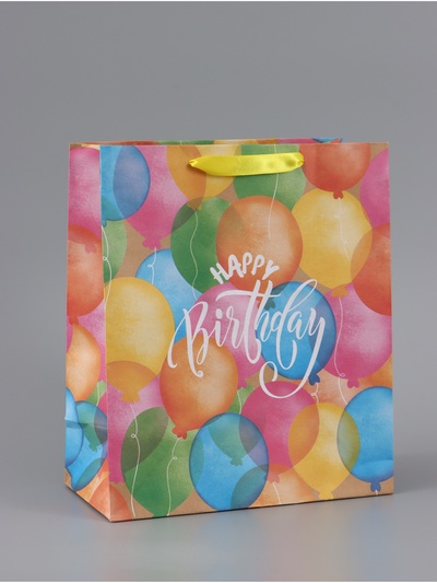 Пакет подарочный крафтовый, упаковка, «Happy birthday», ML 27×23×11.5 см