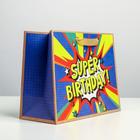 Пакет подарочный крафтовый горизонтальный, упаковка, «Super birthday», MS 23 х 18 х 10 см - Фото 2