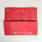 Пакет подарочный крафтовый горизонтальный, упаковка, «Фламинго», ML 27 х 23 х 11,5 см - Фото 4