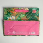 Пакет подарочный крафтовый горизонтальный, упаковка, «Tropical gift», 23 х 18 х 10 см - Фото 4