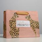 Пакет подарочный крафтовый горизонтальный, упаковка, «Леопард», MS 23 х 18 х 10 см - Фото 1