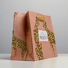 Пакет подарочный крафтовый горизонтальный, упаковка, «Леопард», MS 23 х 18 х 10 см - Фото 2