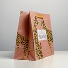 Пакет подарочный крафтовый горизонтальный, упаковка, «Леопард», 27 х 23 х 11,5 см - Фото 2