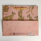 Пакет подарочный крафтовый горизонтальный, упаковка, «Леопард», 27 х 23 х 11,5 см - Фото 4
