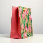 Пакет подарочный крафтовый вертикальный, упаковка, «Тюльпаны», ML 23 х 27 х 11,5 см - Фото 2