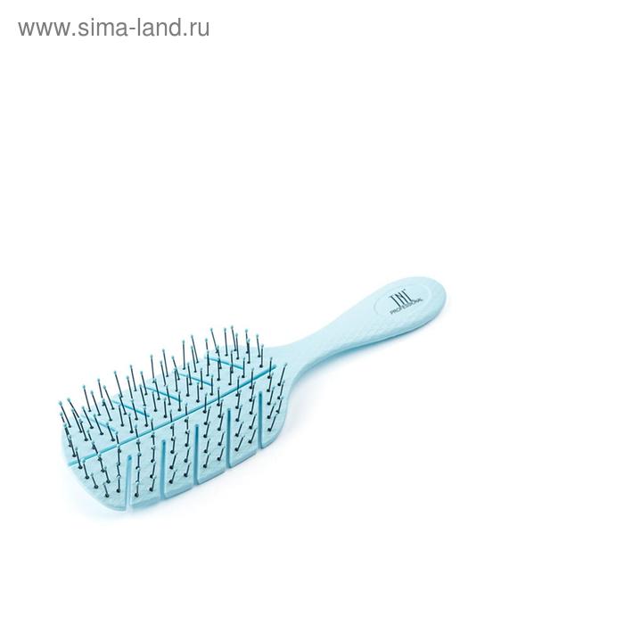 Щетка массажная для волос TNL Bio прямоугольная, 65х230 мм, голубая