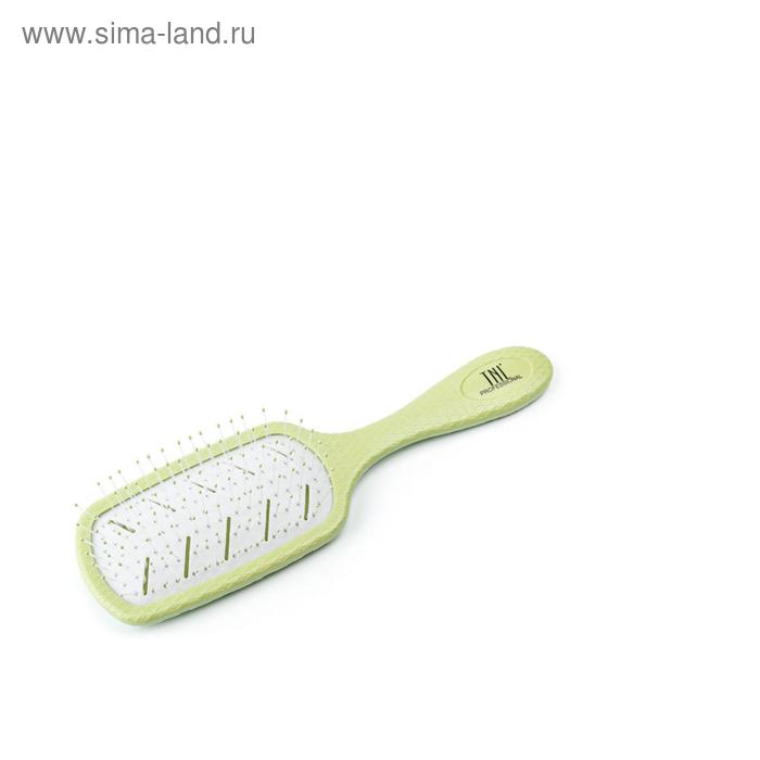 Щетка массажная для волос TNL Bio прямоугольная, 68х228 мм, зелёная