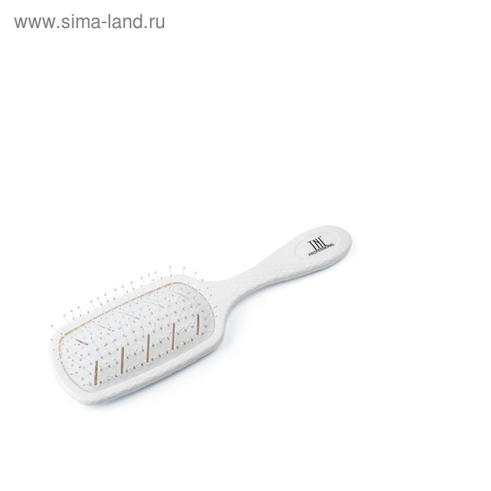 Щетка массажная для волос TNL Bio прямоугольная, 68х228 мм, белая