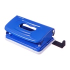 Дырокол с линейкой 10 листов, Lamark Metallic, синий - Фото 6