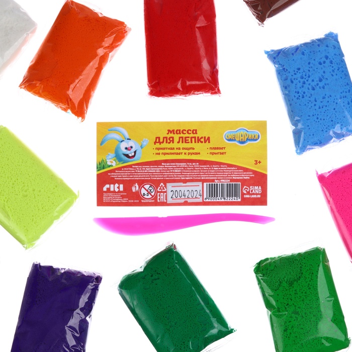 Воздушный пластилин, прыгающий «Смешарики», 12 цветов - Фото 1