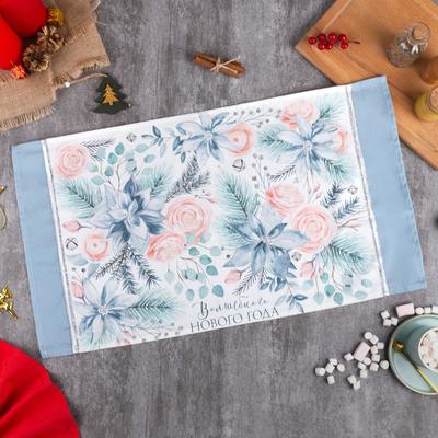 Полотенце «Этель» Christmas flowers 40×73 см, 100% хл, саржа 190 г/м²