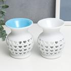 Аромалампа для эфирных масел «Сеточка из сердец», керамика, 9×7.5×7.5 см, МИКС - Фото 1