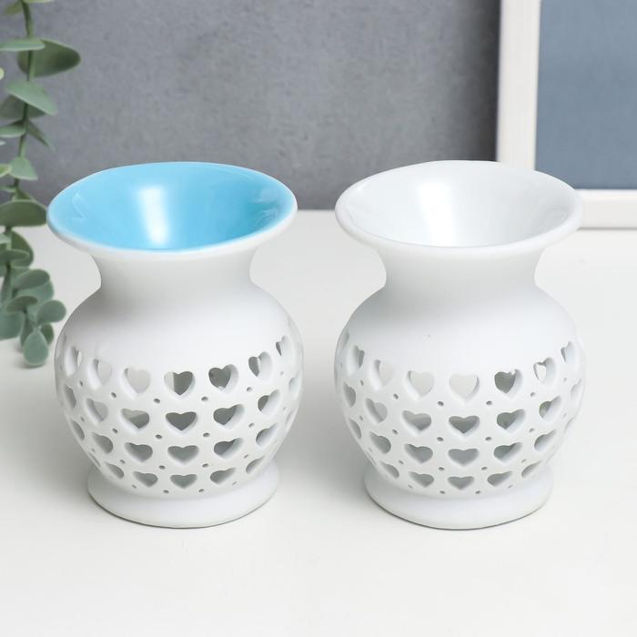 Аромалампа для эфирных масел «Сеточка из сердец», керамика, 9×7.5×7.5 см, МИКС - Фото 1