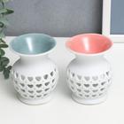 Аромалампа для эфирных масел «Сеточка из сердец», керамика, 9×7.5×7.5 см, МИКС - Фото 2