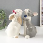 Сувенир керамика "Кролики милашки" белые МИКС 20х10х10,5 см - Фото 1