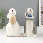 Сувенир керамика "Кролики милашки" белые МИКС 20х10х10,5 см - Фото 3