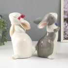 Сувенир керамика "Кролики милашки" белые МИКС 20х10х10,5 см - Фото 4