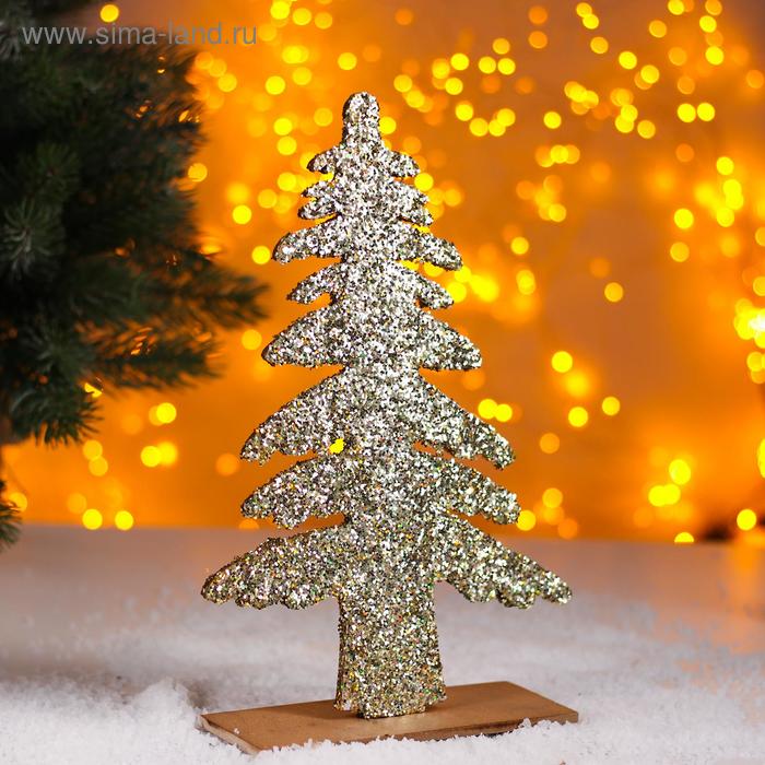 Новогодний декор «Яркая ёлочка» золотая, 0,5 × 17 × 26 см - Фото 1