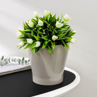 Кашпо для цветов со вставкой «Лея», 2.2 л, бежевое