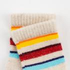 Носки детские из монгольской шерсти "Цветные полосы", цвет белый, размер 10-12 см (1) - Фото 2