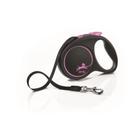 Рулетка Flexi Black Design M (до 25 кг) 5 м лента, черный/розовый 5423220 - фото 676136