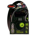 Рулетка Flexi Black Design M (до 25 кг) 5 м лента, черный/серебро - Фото 2