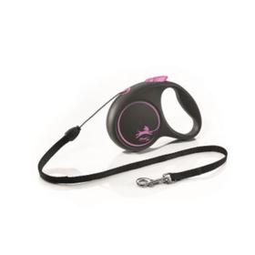 Рулетка Flexi Black Design S (до 12 кг) 5 м трос, черный/розовый 5423224