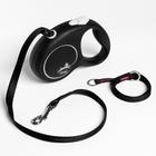 Рулетка Flexi Black Design S (до 12 кг) 5 м трос, чёрный/серебро - Фото 1