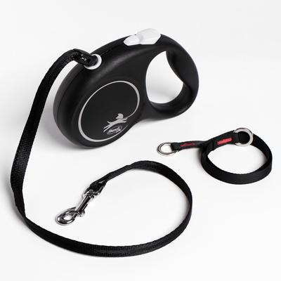 Рулетка Flexi Black Design S (до 12 кг) 5 м трос, чёрный/серебро