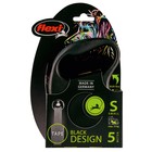 Рулетка Flexi Black Design S (до 15 кг) 5 м лента, черный/серебро - Фото 2