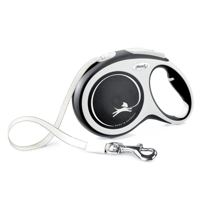 Рулетка Flexi NEW LINE Comfort L (до 50 кг) лента, 8 м серый/черный - Фото 1