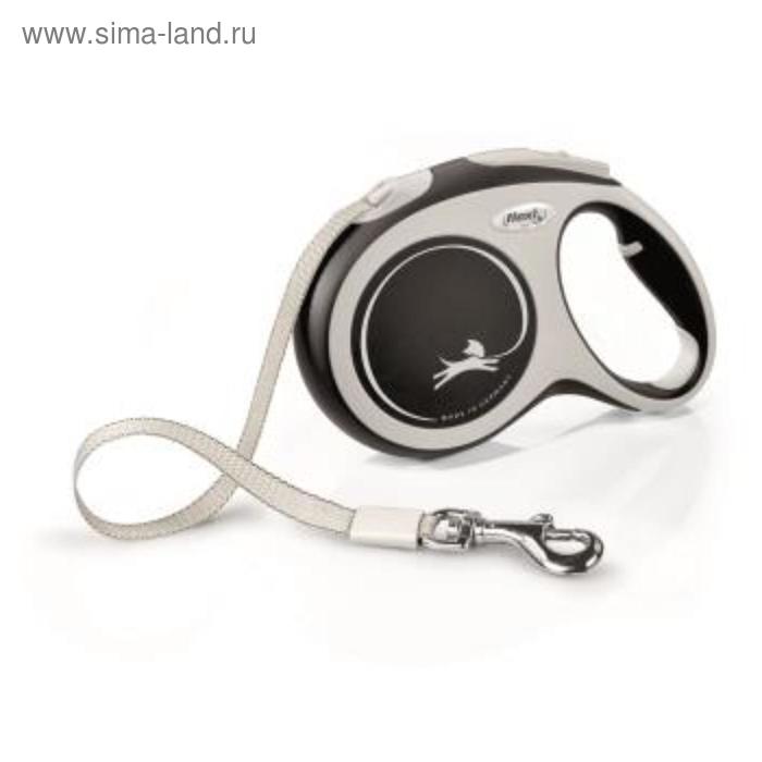 Рулетка Flexi NEW LINE Comfort L (до 60 кг) лента, 5 м серый/чёрный - Фото 1