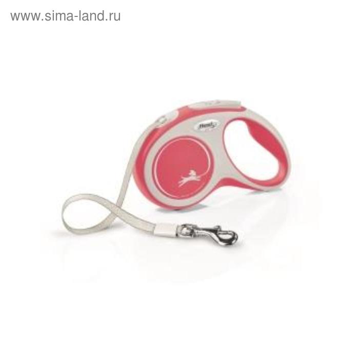 Рулетка Flexi NEW LINE Comfort S (до 15 кг) лента, 5 м серый/красный - Фото 1