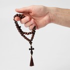 Чётки деревянные «Православные» 50 бусин через крестик, цвет тёмно-коричневый - фото 9021892