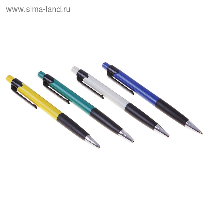 Ручка шариковая BP-228 автоматическая с резиновым держателем МИКС - Фото 1