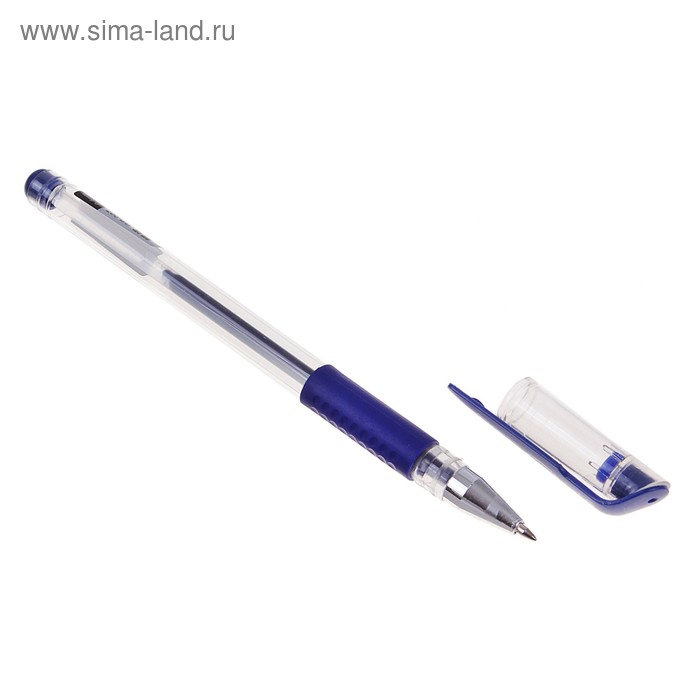 Ручка шариковая GP-007 прозрачный корпус с резиновым держателем - Фото 1