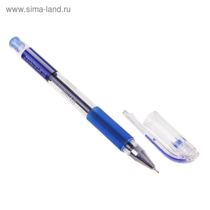 Ручка капиллярная Tyno GP-178 синяя, прозрачный корпус с резиновым держателем - Фото 1