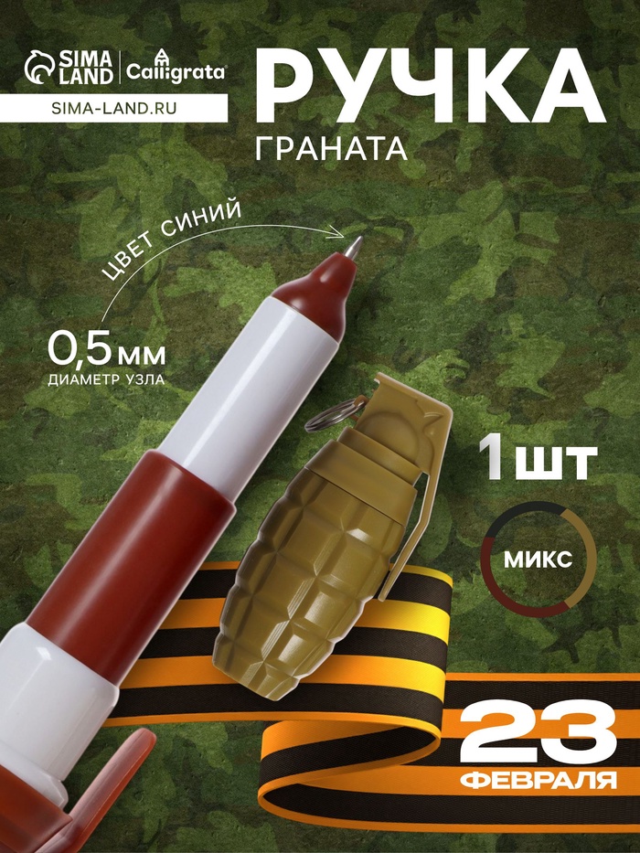 Ручка-прикол Calligrata «Граната», синий стержень, раздвижная, шариковая, МИКС - Фото 1