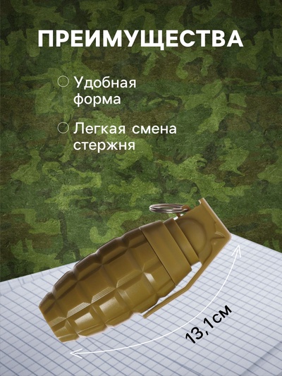 Ручка-прикол Calligrata «Граната», синий стержень, раздвижная, шариковая, МИКС